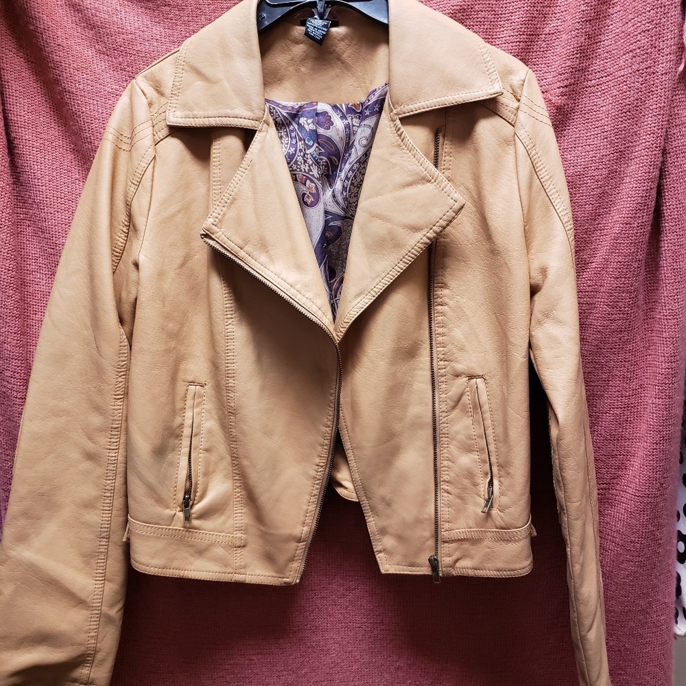 Faux leather moto jacket